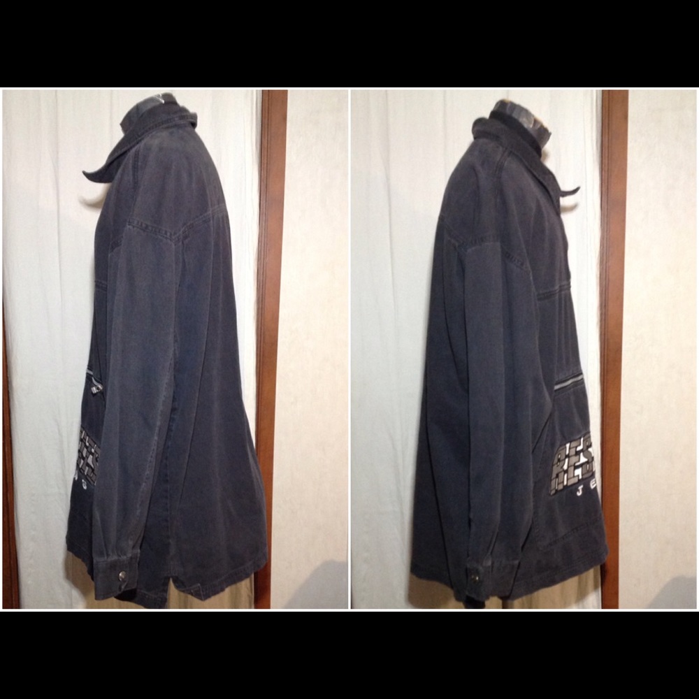 Men's Size Xl Results Jeans 1/4 Zip Denim Pullover View 2
